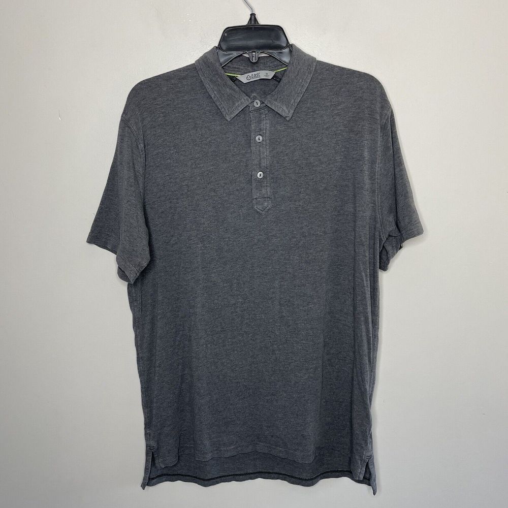 TASC Performance Shirt Mens Medium M Gray Polo Organic Cotton Bamboo Stretch
